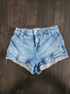 We The Free Light Blue High-Rise Denim Shorts
